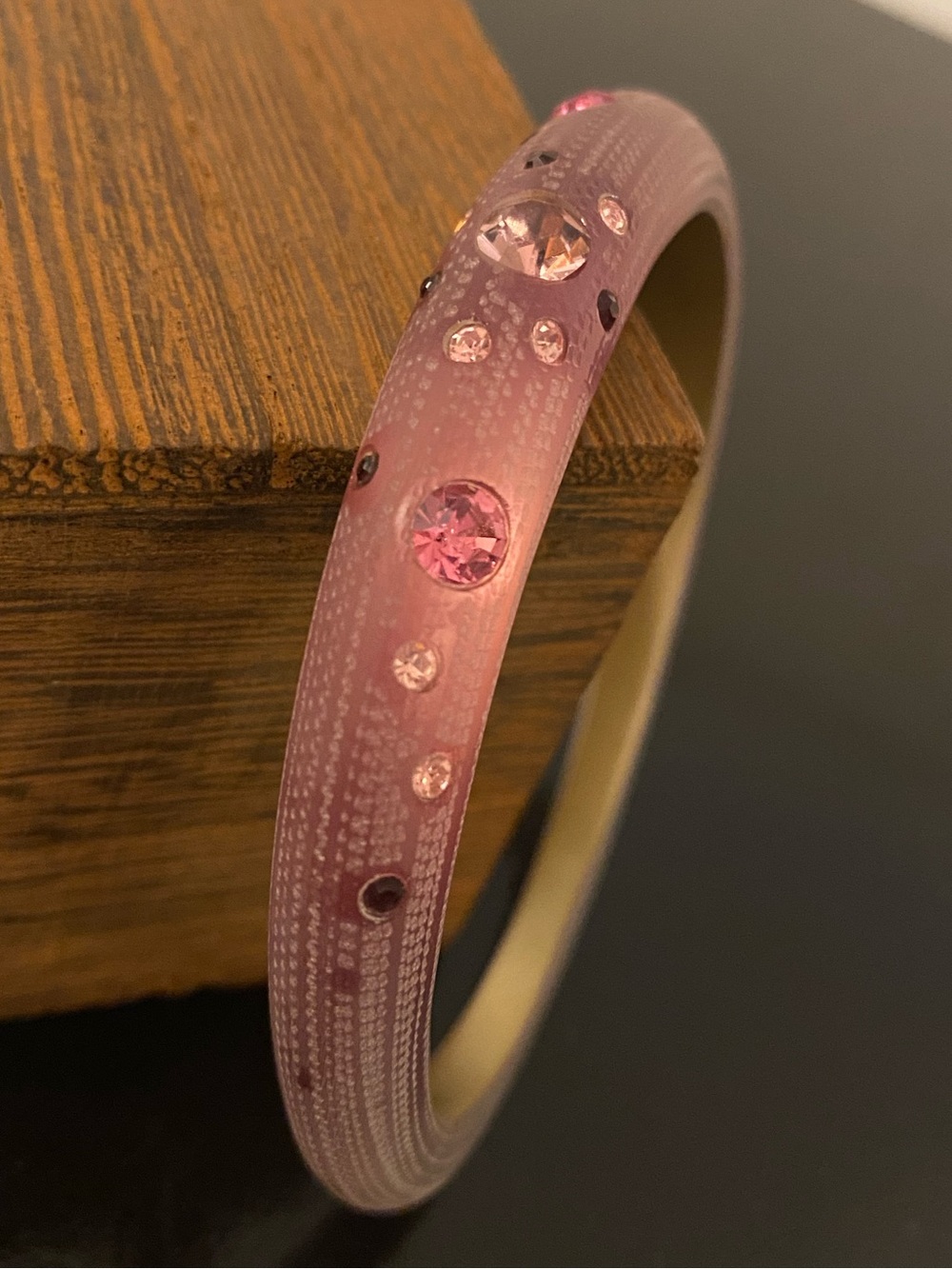 Crystal Avenue Pink Studded Translucent Lucite Bangle
